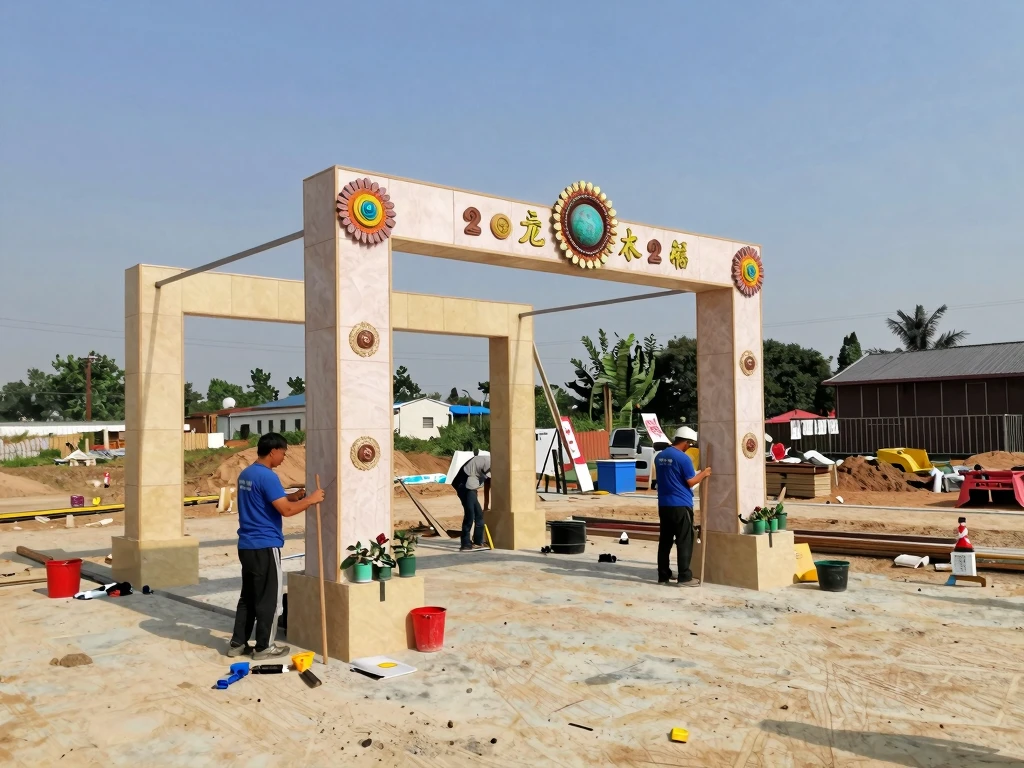 Photo zone installation in progress