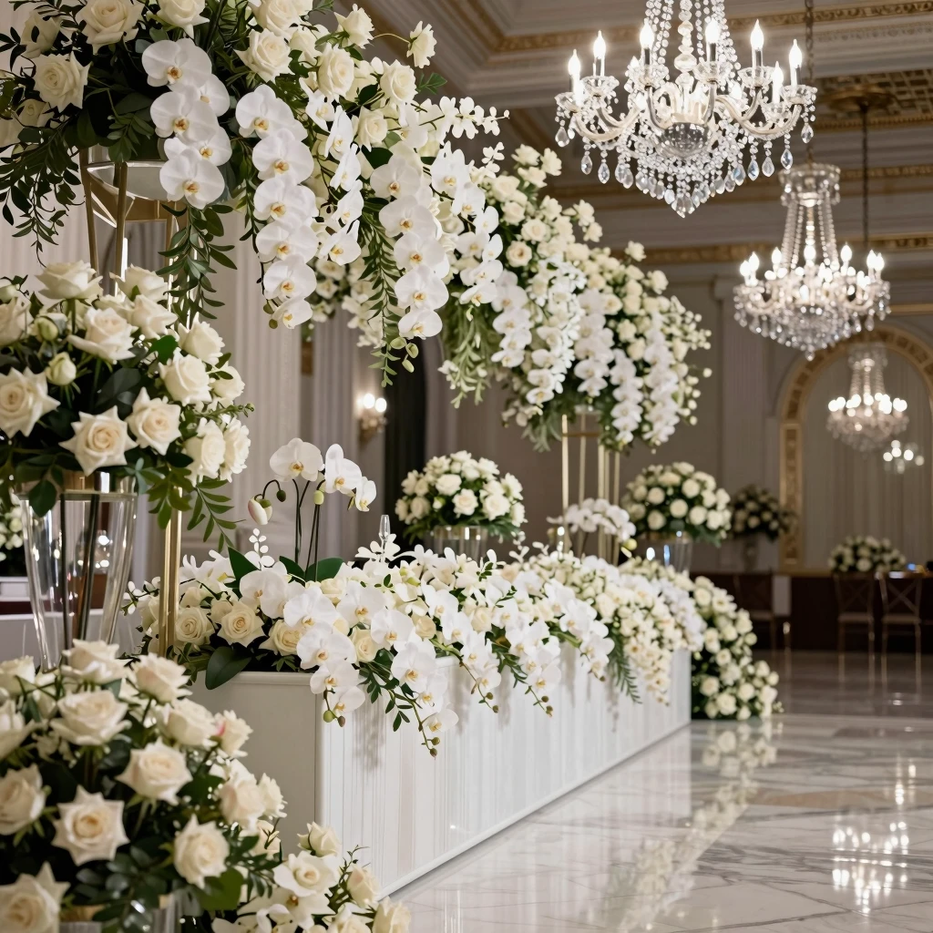 Luxury wedding decoration with elegant floral arrangements