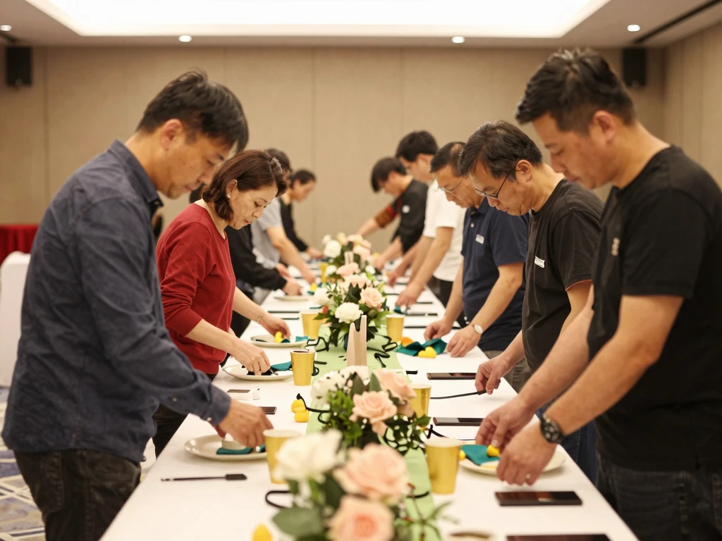 Design team working on event setup